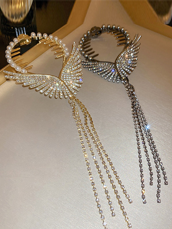 Geometric Rhine Stones Tasseled Hair Accessories