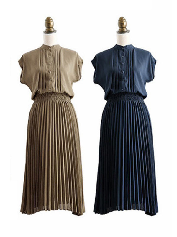 Chiffon 5 Colors Loose Pleated Split-Joint Dress