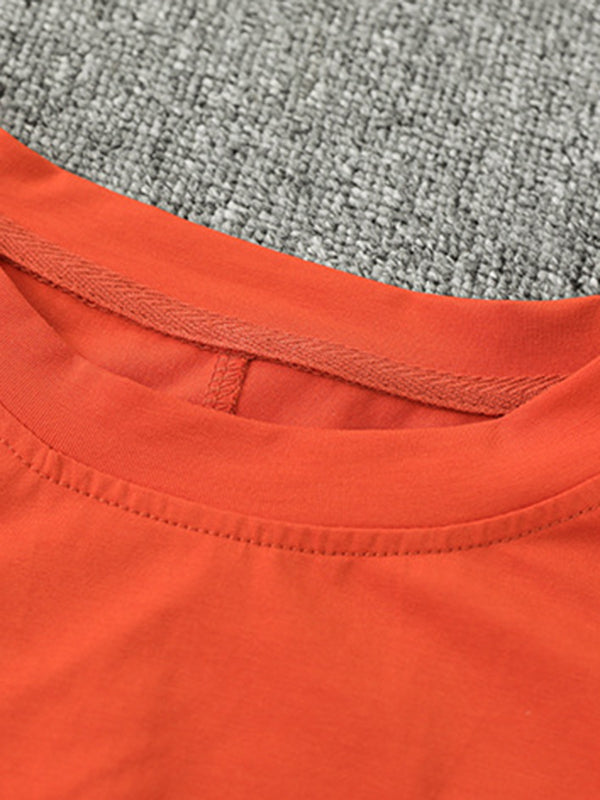 Split-Joint Loose Short Sleeves Round-Neck T-Shirts Tops