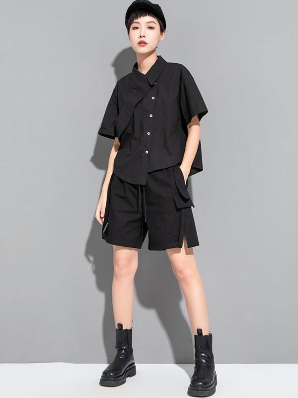 Stylish BF Asymmetric Lapel Blouse
