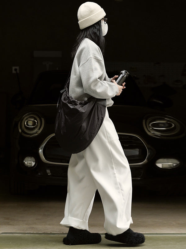 Casual Loose Wide Leg Solid Color Pants