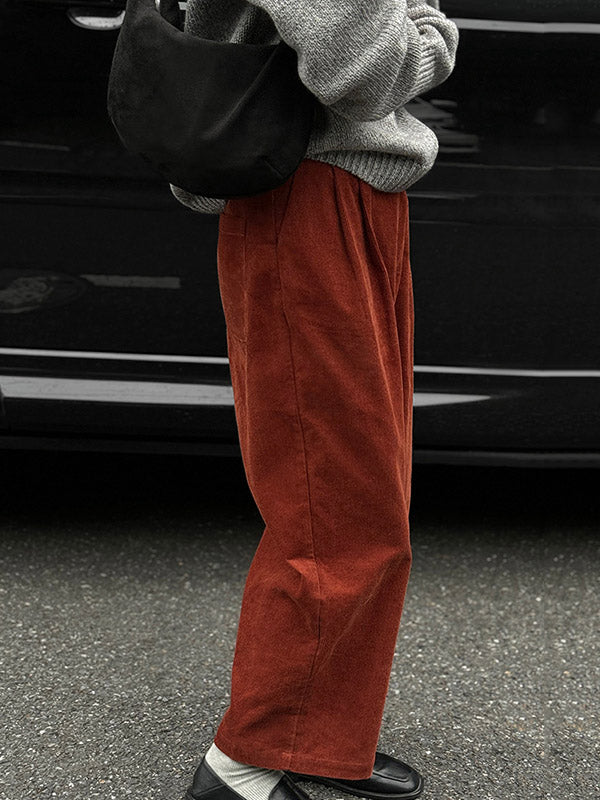 Elasticity Pleated Split-Joint High Waisted Loose Trousers Pants