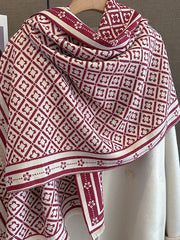 Fringed Geometric Keep Warm Shawl&Scarf