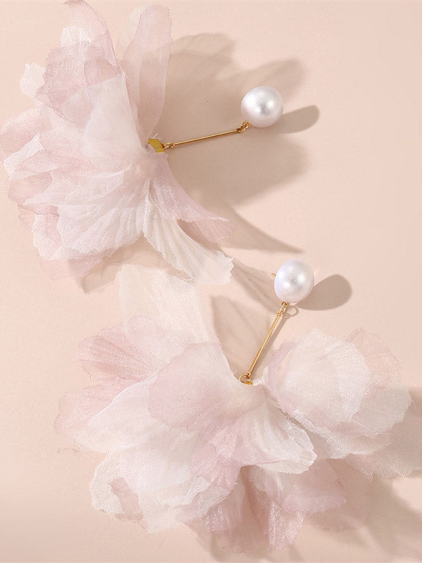 Three-Dimensional Flower Drop Earrings