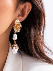 Imitation Pearls Geometric Drop Earrings