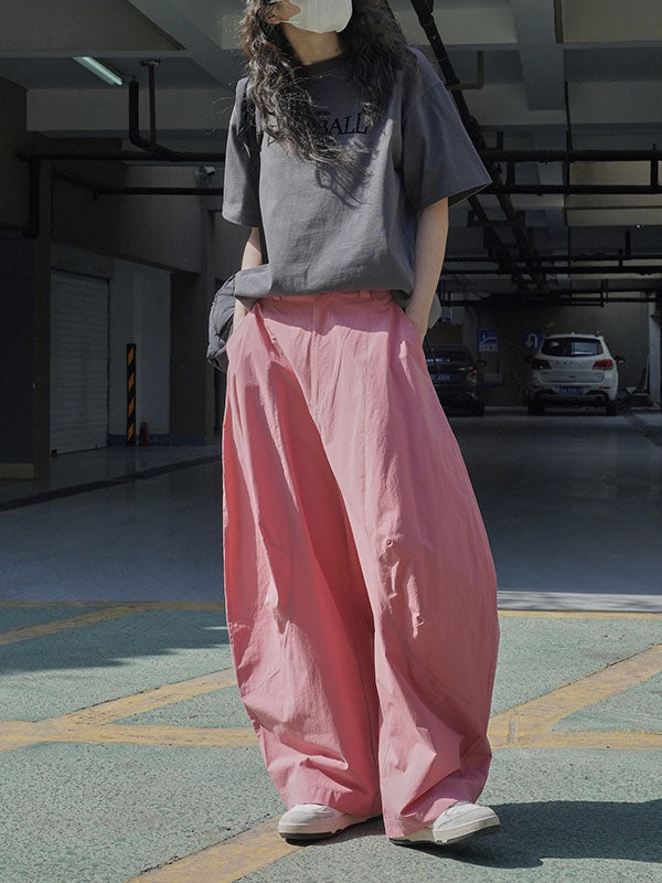 Solid Color Split-Joint Loose Wide Leg Trousers Casual Pants Bottoms