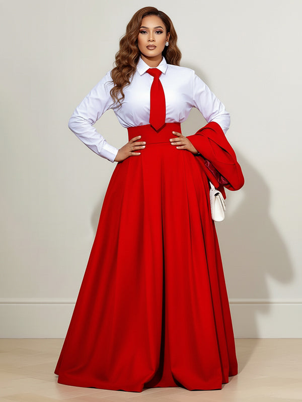 Elasticated Waist High Waisted Big Hemline Pleated Pockets Solid Color Zipper Wide Leg Pants