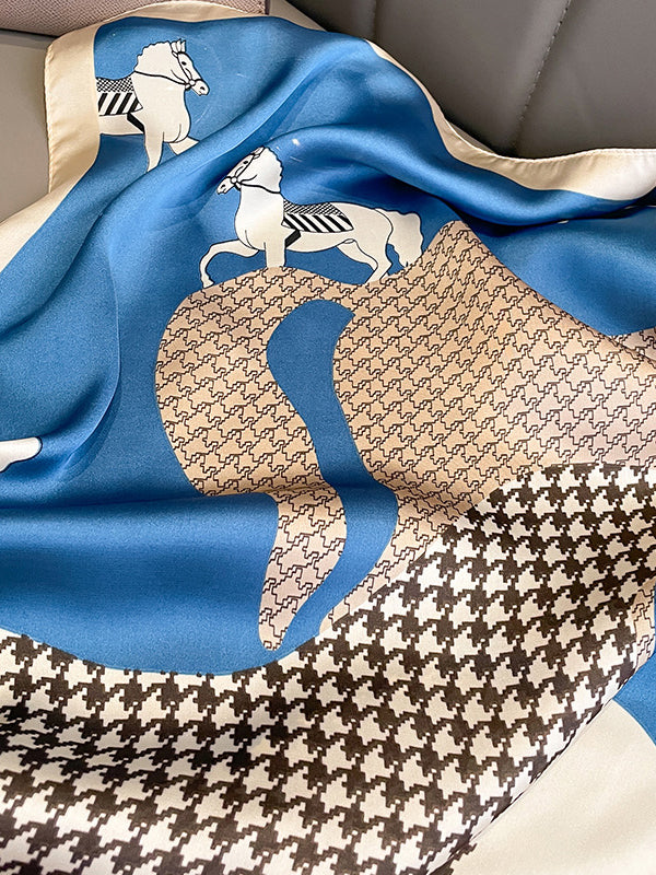 Animal Printed Houndstooth Square Scarfs&Hats