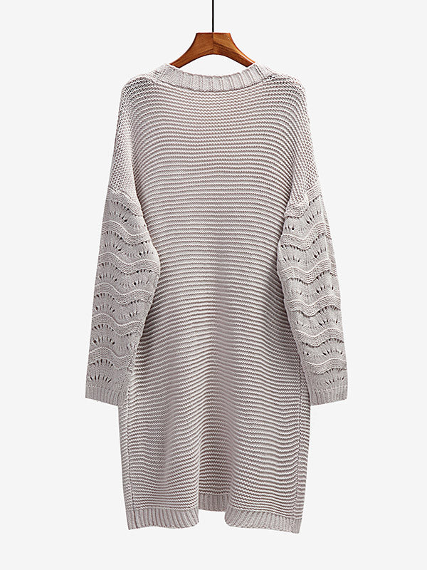Urban Loose Solid Color Jacquard Cardigan Top