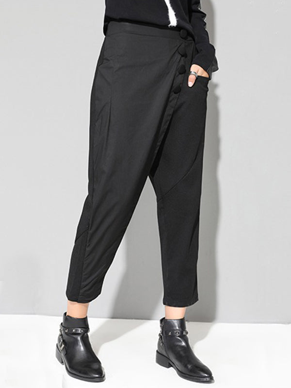 Leisure Irregularity Solid Color Harem Pants