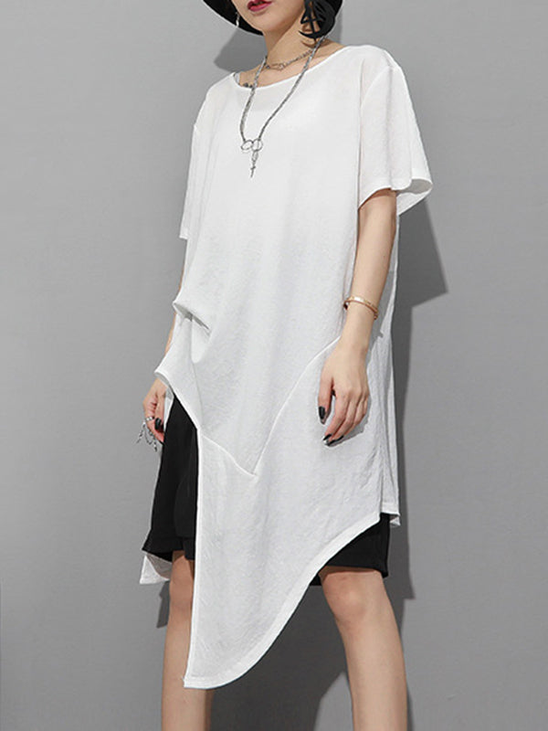 Original Irregular Loose Solid Color T-Shirt Top