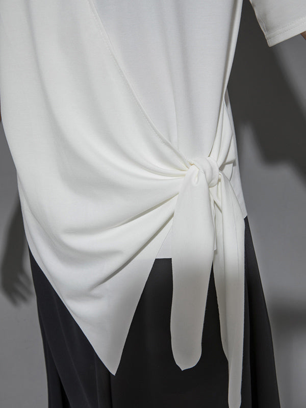 Original Irregularity Split-Joint Solid T-Shirts Tops