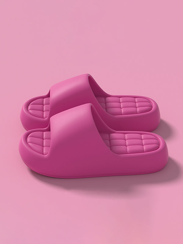 Open Toe Solid Color Slippers Platform Shoes