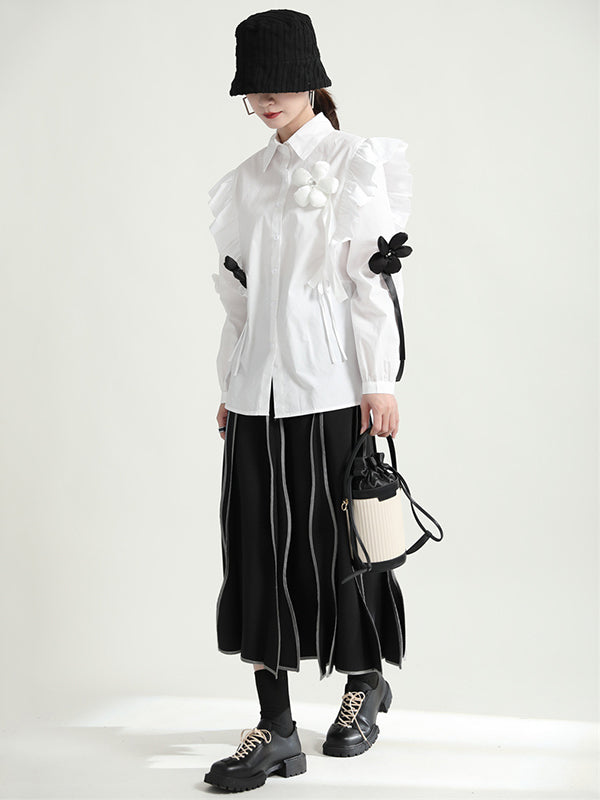 Original Irregular Contrast Color Striped Skirt