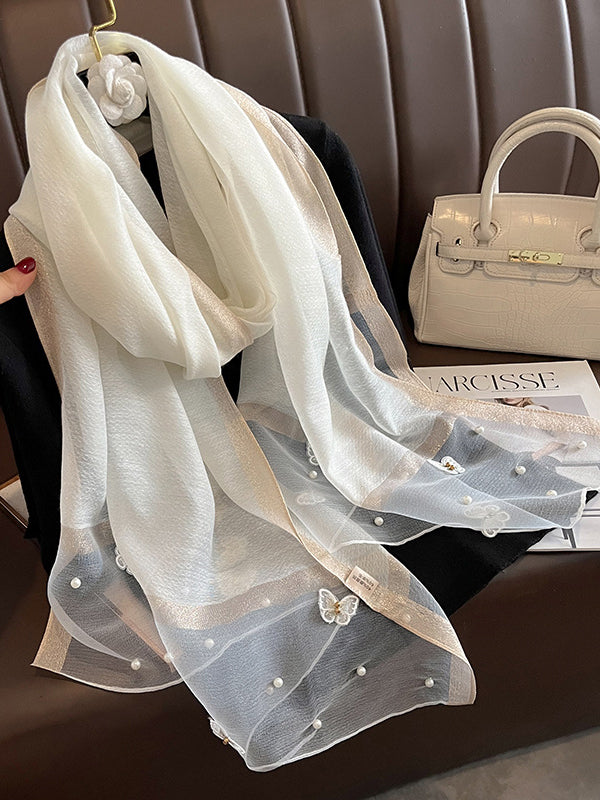 Applique Butterfly Shape Beaded Keep Warm Scarf