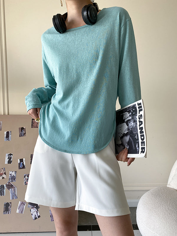 Simple Casual Loose Solid Color Sun-Protection T-Shirt Top