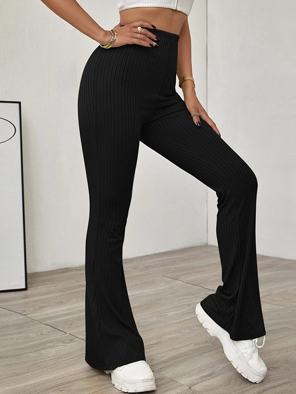 Going Out Flared Pants Skinny Elastics Solid Color Casual Pants Bottoms