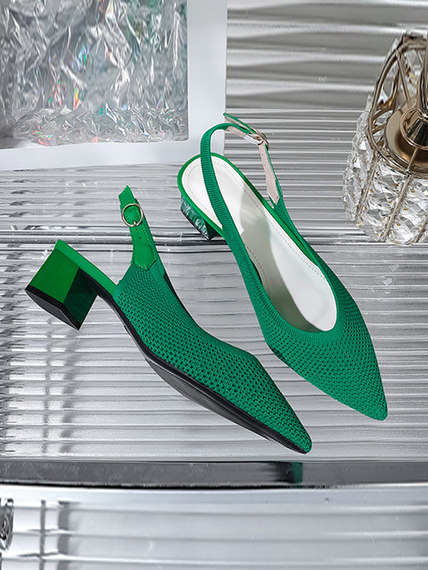 Belt Buckle Hollow Pointed-Toe Split-Joint Slider Sandals Pumps Sandals