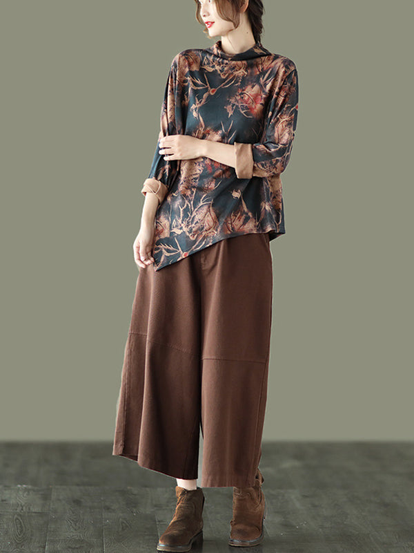 Simple Wide Leg Loose Solid Color Casual Pants Bottoms