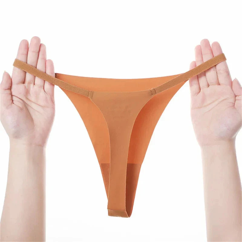 3pcs Simple and Seamless Ice Silk Thong One-piece Underwear Low Waist Breathable T-back Plus Size
