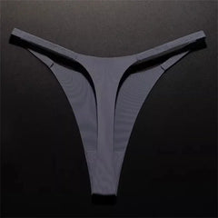 3pcs Simple and Seamless Ice Silk Thong One-piece Underwear Low Waist Breathable T-back Plus Size