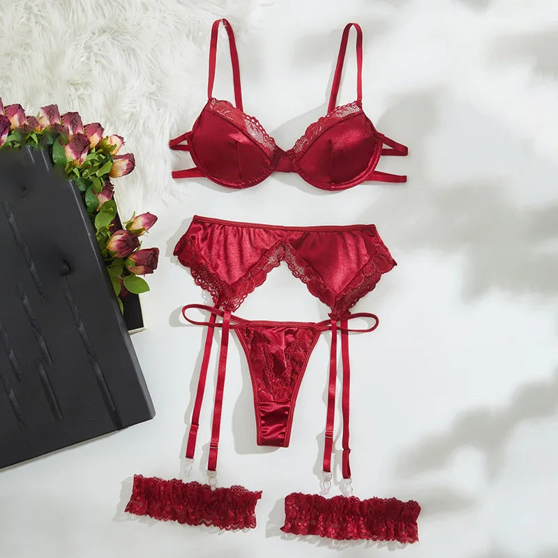 4 Piece Set Western Lace Trim Thong