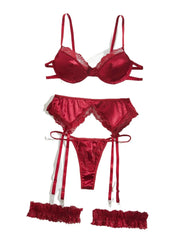4 Piece Set Western Lace Trim Thong