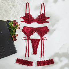 4 Piece Set Western Lace Trim Thong