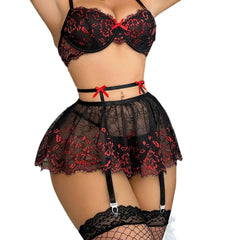 4 Pieces Western Lace Backless See Through Bra