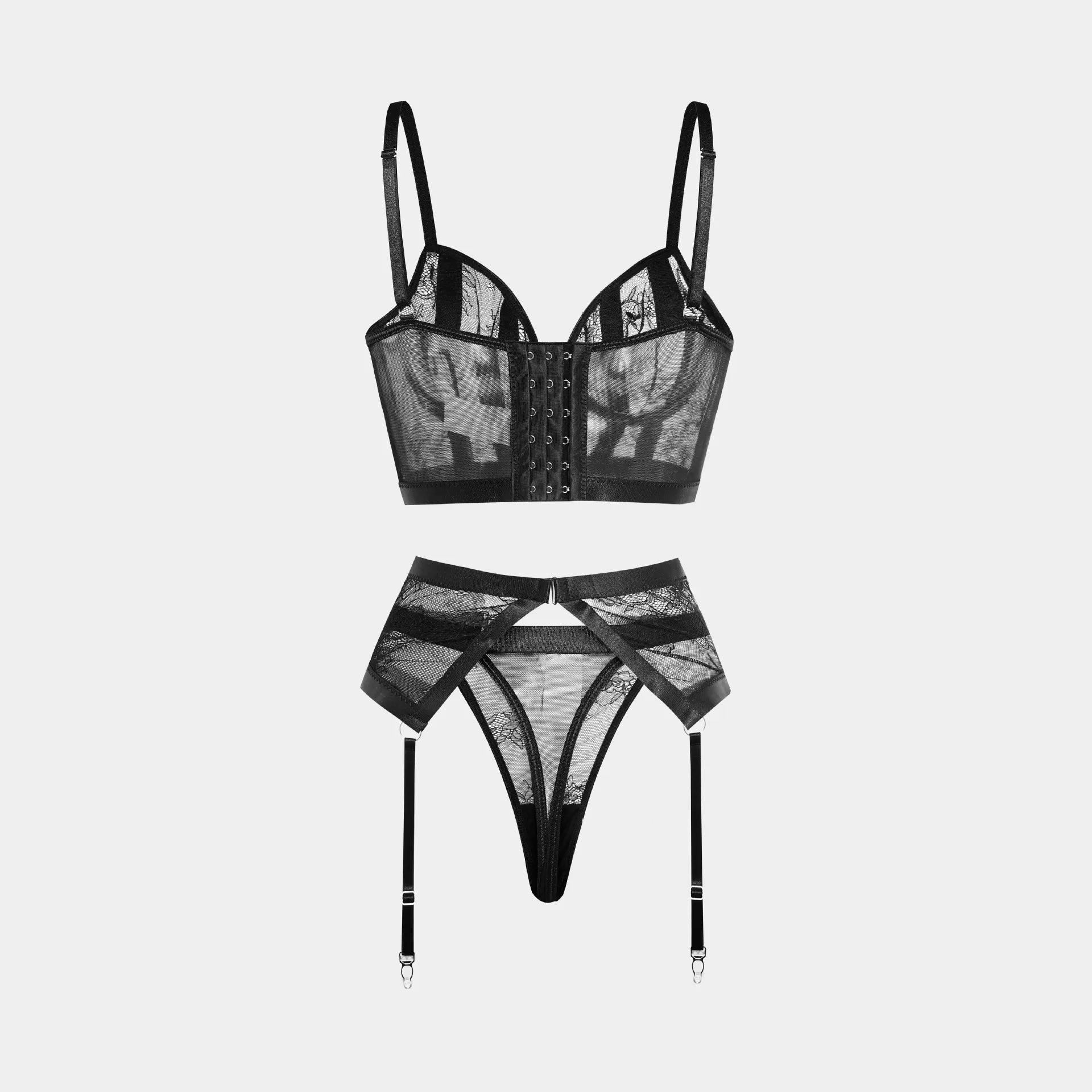 4 Pieces Western Lace See Through Bra