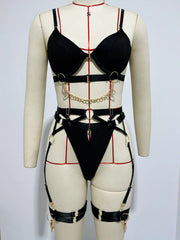 4 Pieces Western Metal Chain Bra