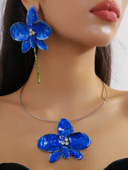 Flower Shape Shiny Split-Joint Earrings Accessories + Necklaces Accessories Three Pieces