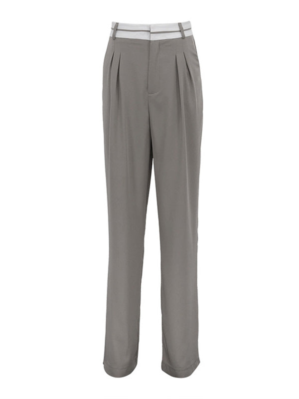 Leisure High Waisted Wide Leg Pleated Pants