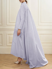 Falbala Solid Color A-line High-low Half Turtleneck Maxi Dresses