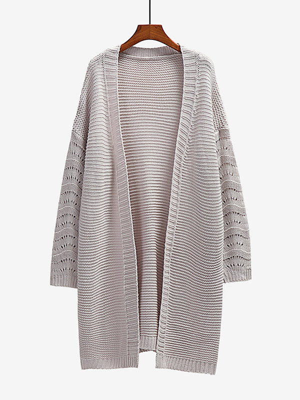 Urban Loose Solid Color Jacquard Cardigan Top