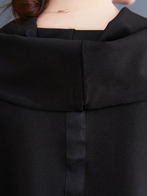 Asymmetric Split-Joint Zipper Long Sleeves Loose Heaps Collar Sweatshirt Tops
