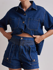 Split-Joint Loose Short Sleeves Lapel Blouses&shirts Tops