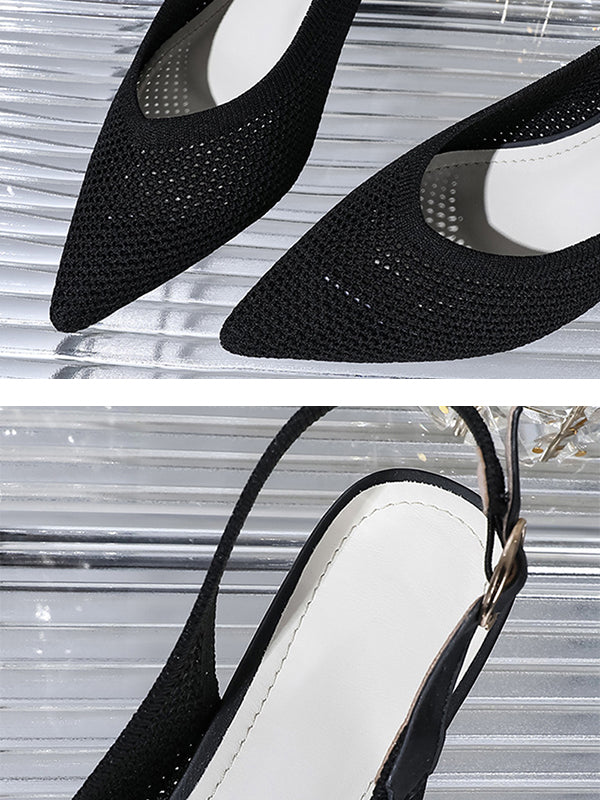 Belt Buckle Hollow Pointed-Toe Split-Joint Slider Sandals Pumps Sandals