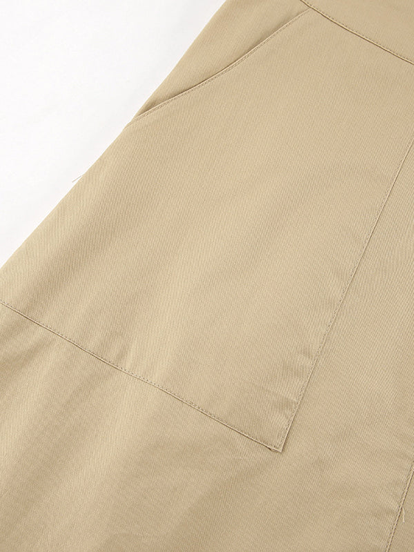 Solid Color Split-Joint A-Line High Waisted Skirts