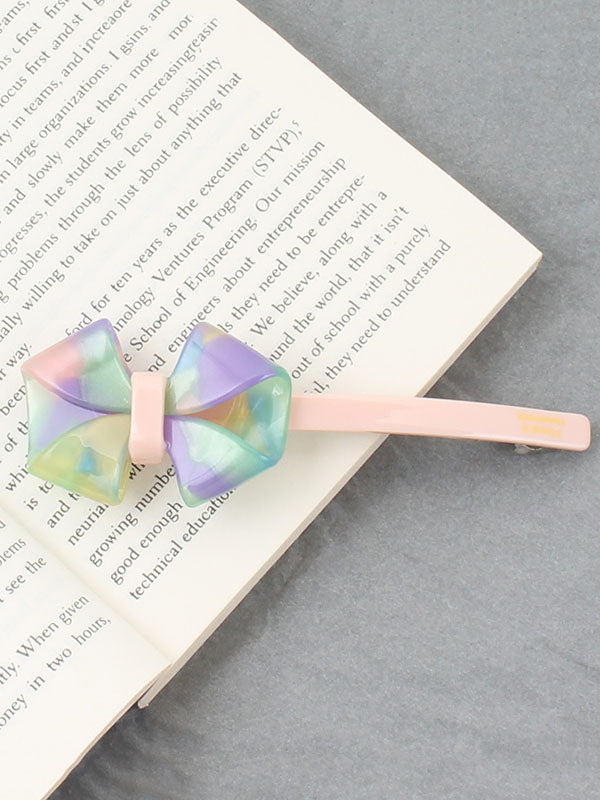 Bowknot Geometric Solid Color Hair Clips