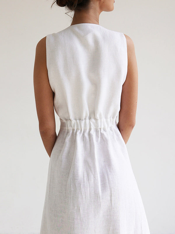 Split-Joint Loose Sleeveless V-Neck Maxi Dresses