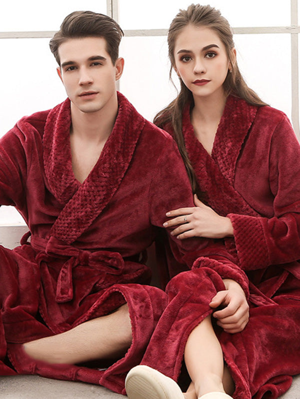 Comfortable Solid Bandage Pajama Robe