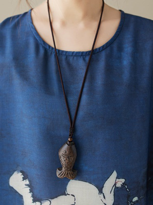 Printed Loose Short Sleeves Round-neck Maxi Dresses