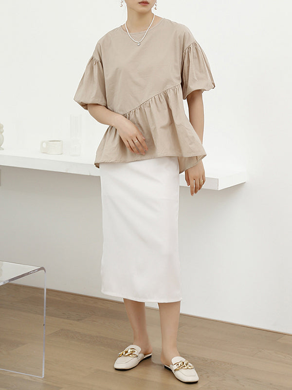 Solid Color Half Sleeves Loose Round-Neck T-Shirts Tops
