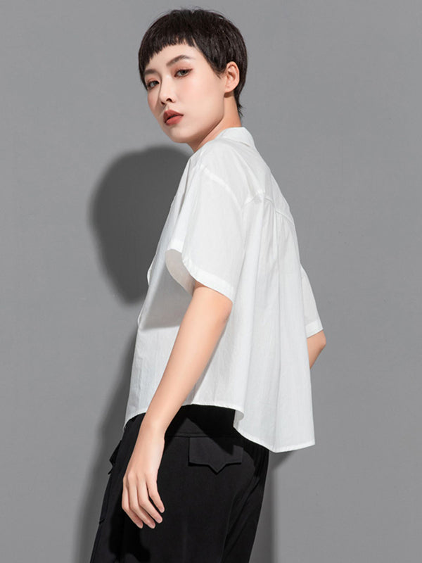Stylish BF Asymmetric Lapel Blouse