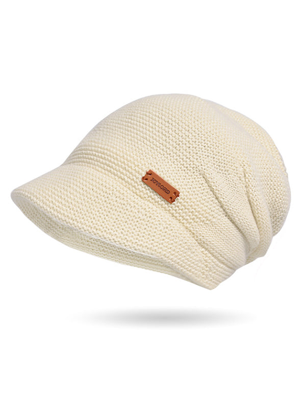 Flat Brim Solid Color Split-Joint Knitted Hats Hats