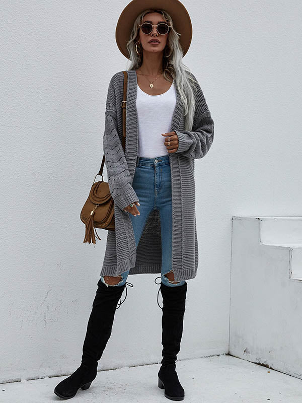 Urban Loose Solid Color Jacquard Cardigan Top