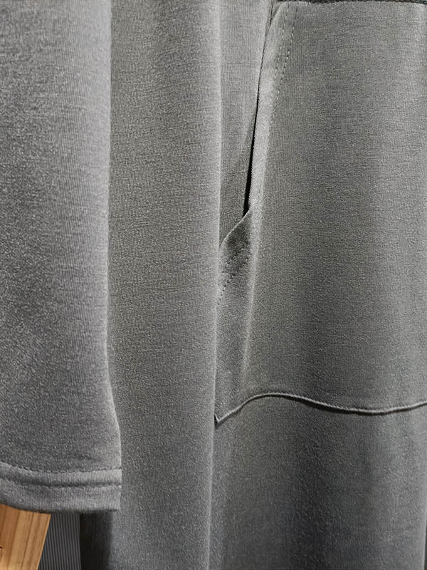 Urban Loose Drawstring Split-Side Solid Color Hoodies Top