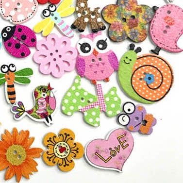Colorful Cartoon Animal Pattern Buttons