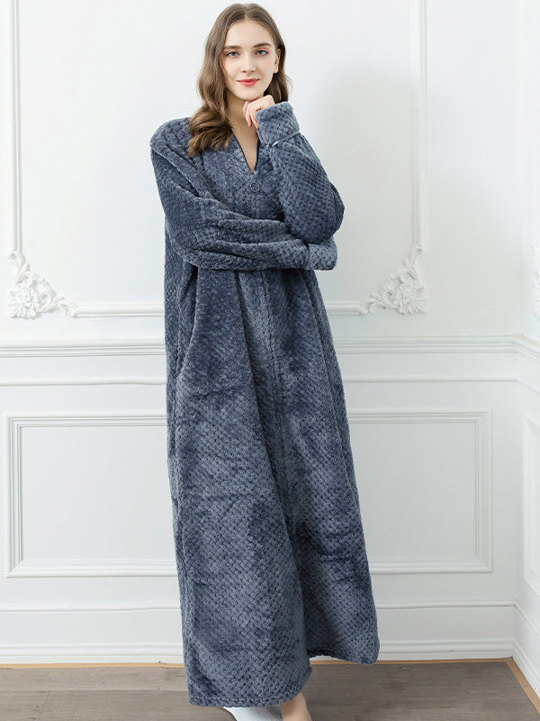 Comfortable Solid Flannel Pajama Robe
